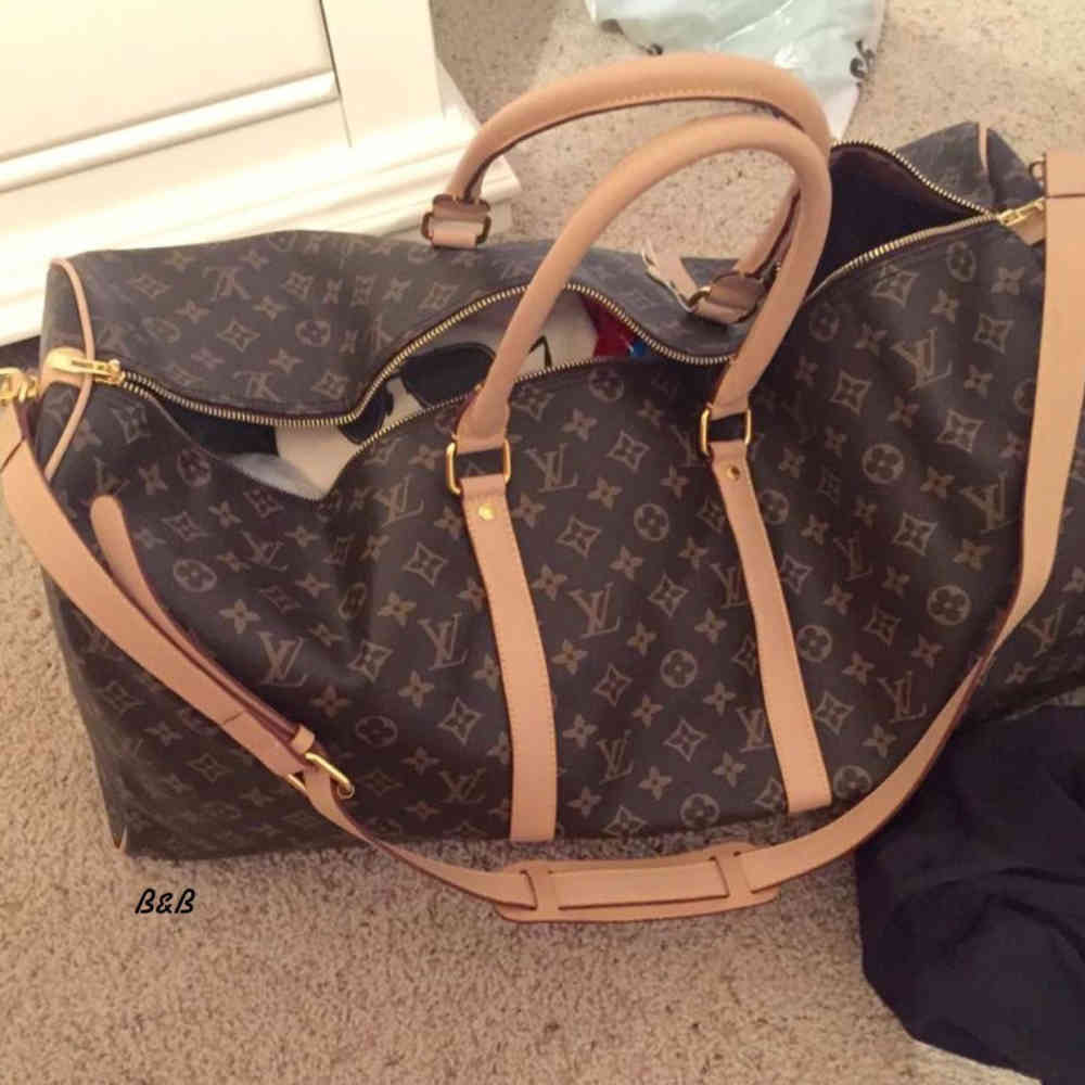 Louis Vuitton Keepall Bandouliére 50 Monogram Canvas Brown Duffle Bag-1