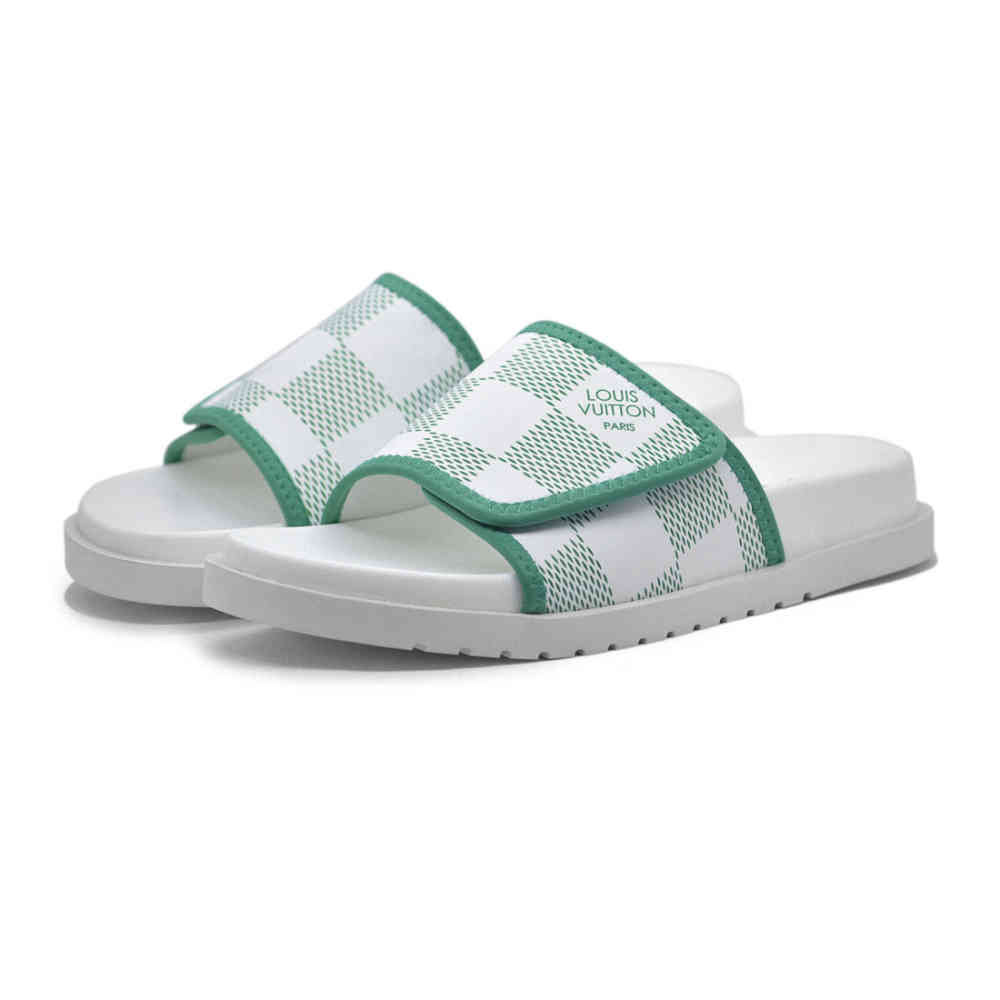 White Louis Vuitton Black Premium Quality Stylish Men's Flip-flop