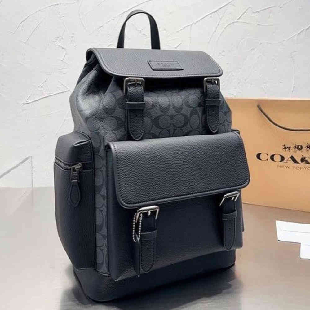 Coach Black Backpack In Signature Canvas-thumb-1