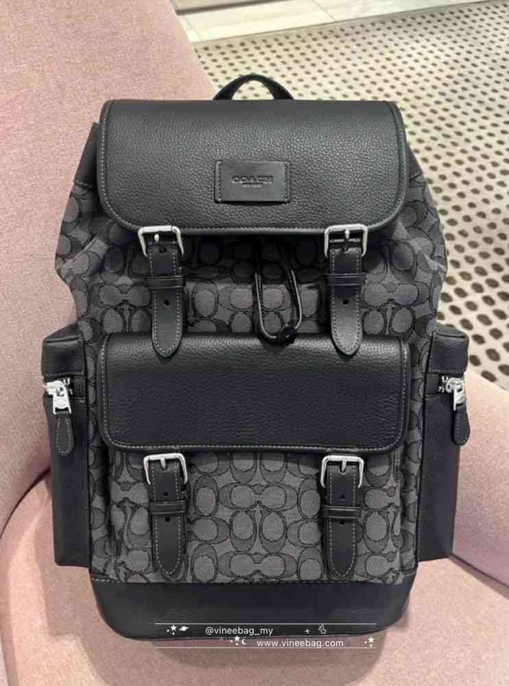 Coach Black Backpack In Signature Canvas-thumb-1