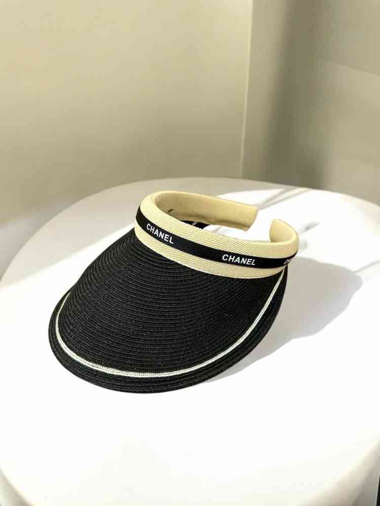 Cream and black CHANEL VISOR HAT CREAM PRIMIUM CAP