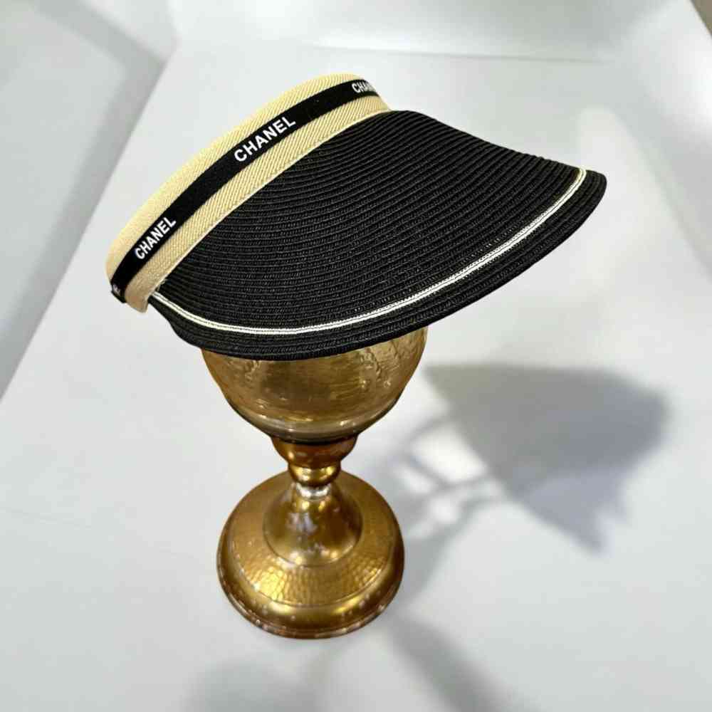 CHANEL VISOR HAT CREAM AND BLACK PRIMIUM CAP-1