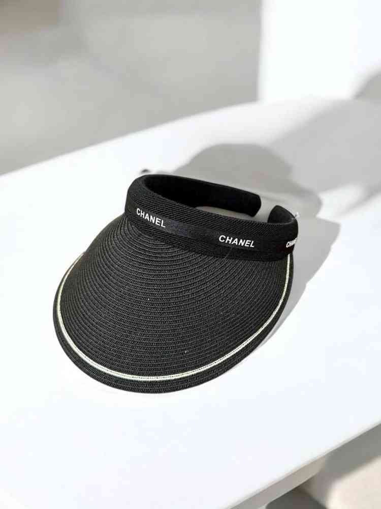 Black CHANEL VISOR HAT CREAM PRIMIUM CAP