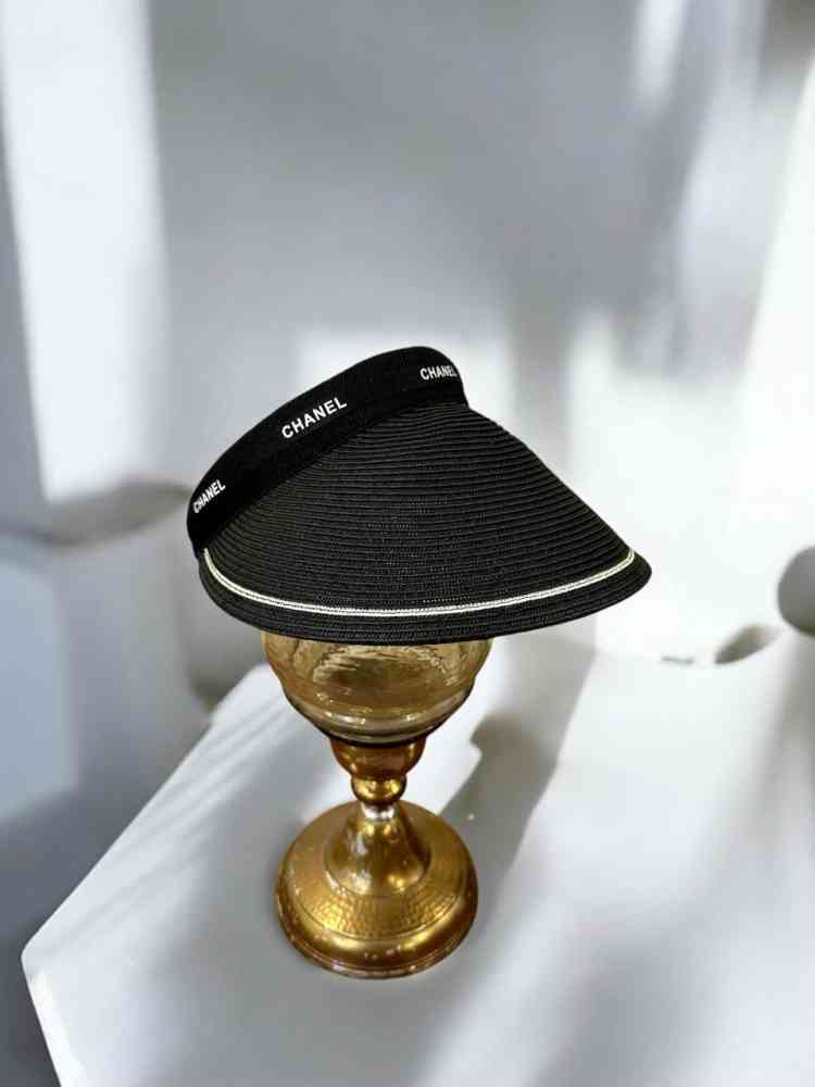 CHANEL VISOR HAT BLACK PRIMIUM CAP-thumb-1