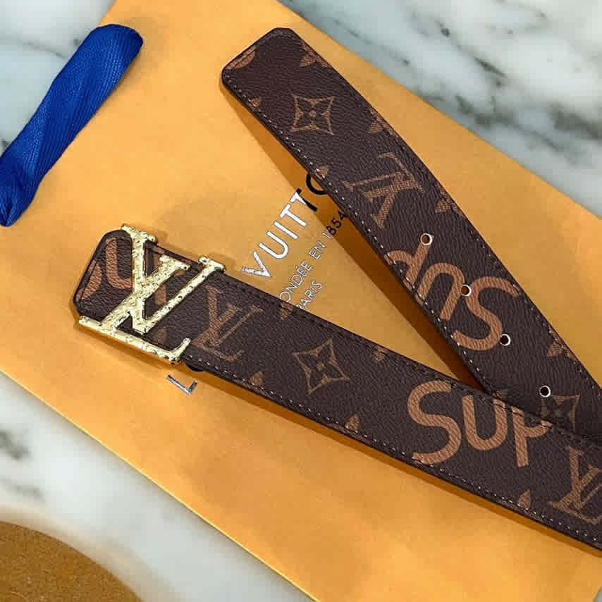 Louis Vuitton Brown & Golden Premium Quality Belt-thumb-1