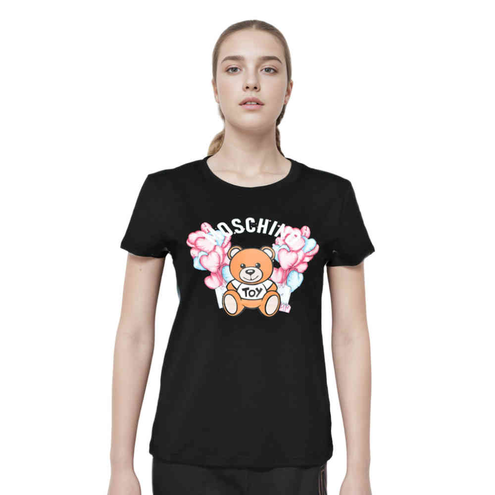 Black Moschino Cream Premium Quality Women T-shirt
