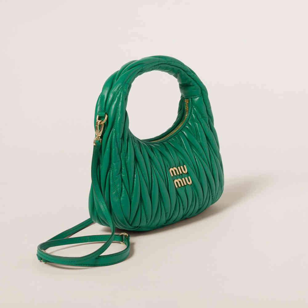 Miu Miu Wander Matlasse Nappa Leather Green Handbag-2
