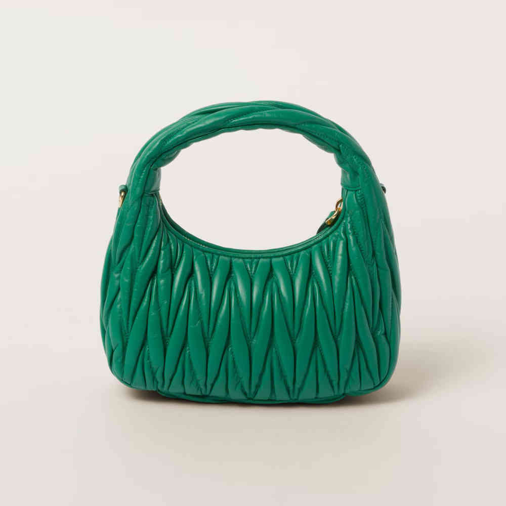Miu Miu Wander Matlasse Nappa Leather Green Handbag-1