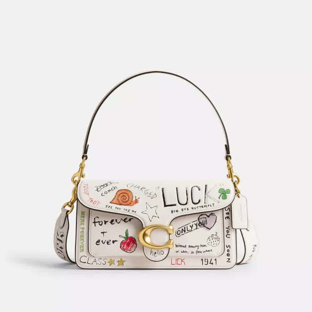 White Coach Tabby Sketch Print Shoulder Bag