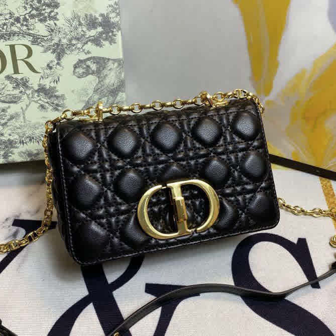 Black Christian Dior Supple Cannage Red Sling Bag
