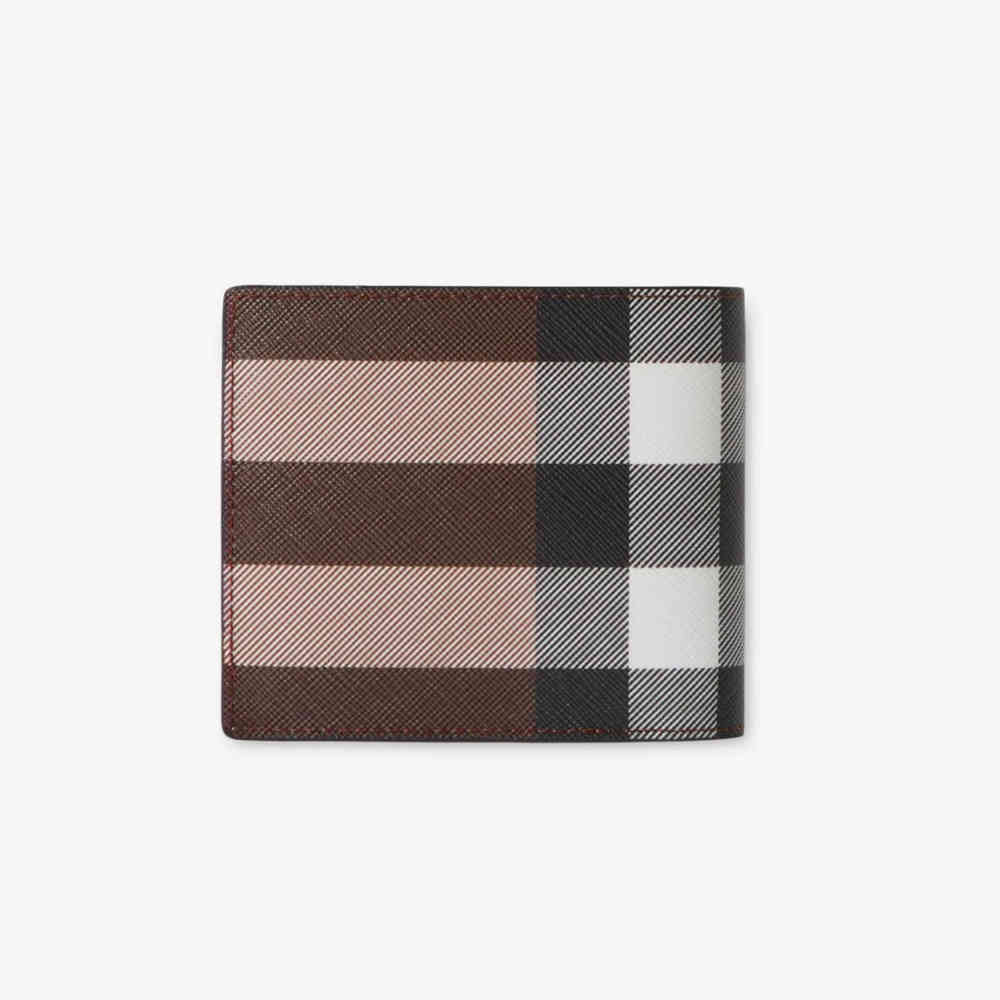 Burberry Brown Check and Leather Bifold Wallet-1