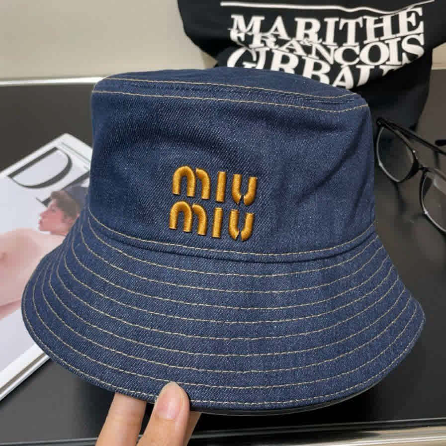 Miu Miu Blue Premium Bucket Hat-thumb-2