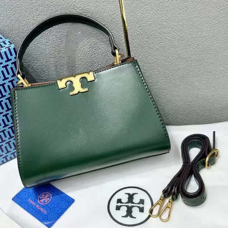 Green Tory Burch Small Eleanor Black Canvas Bag
