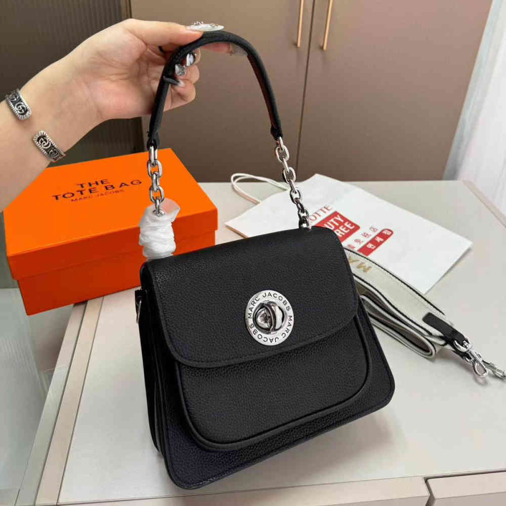Black Marc Jacobs Turn Lock Wine & Beige  Handbag