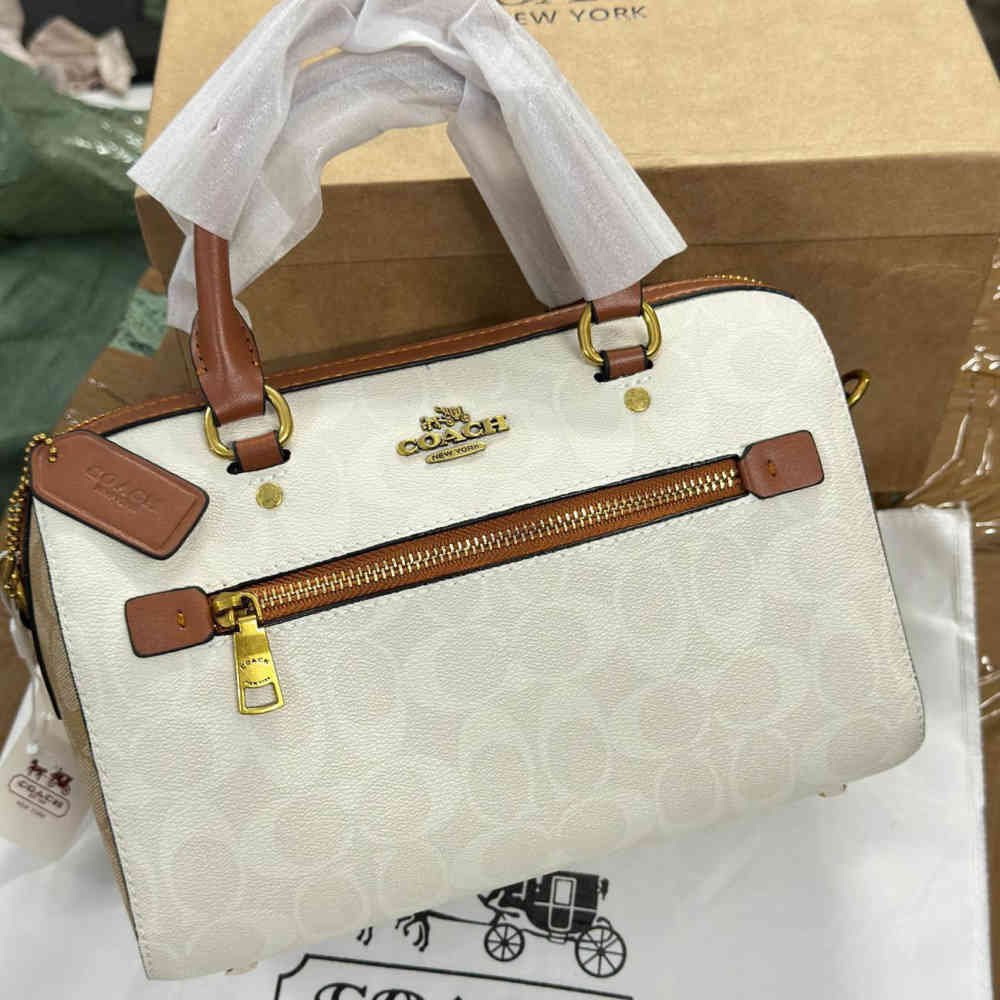 White Coach Rowan Speedy Black Handbag