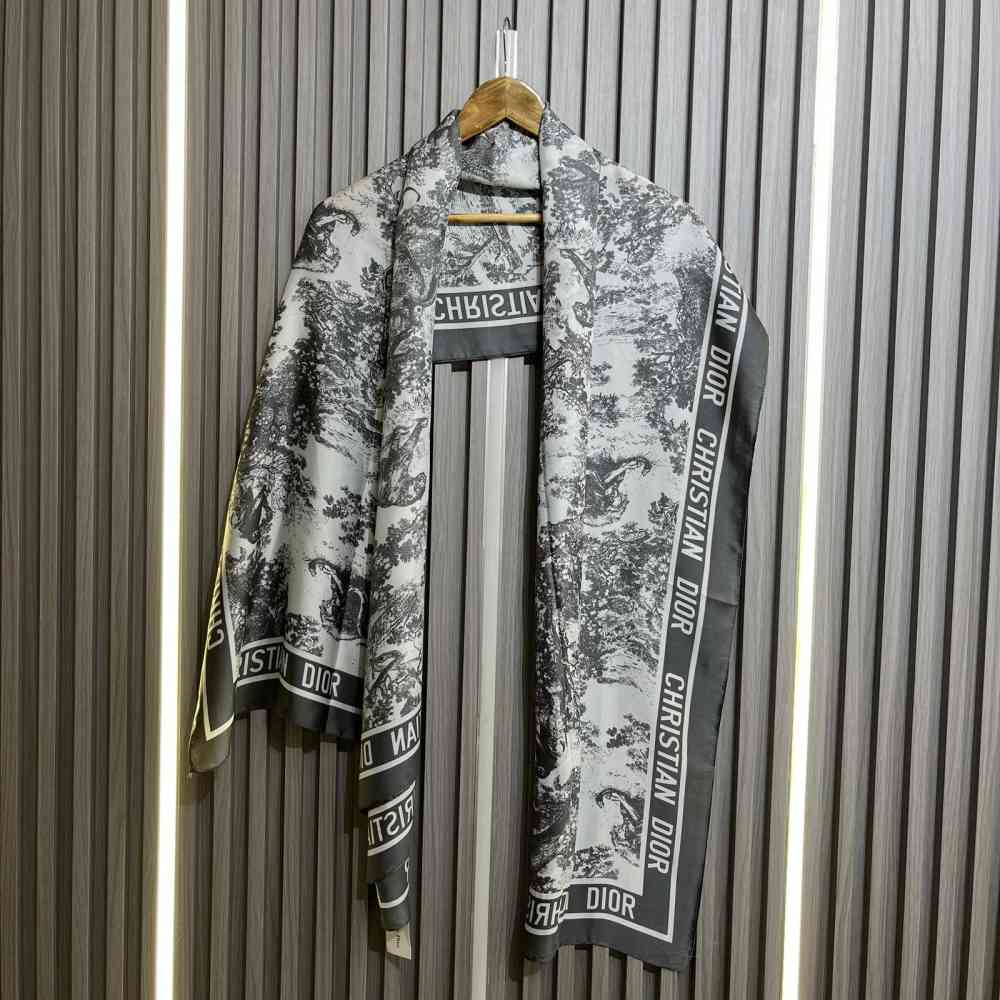 Dior Premium Quality Black & White Silk Stole-2