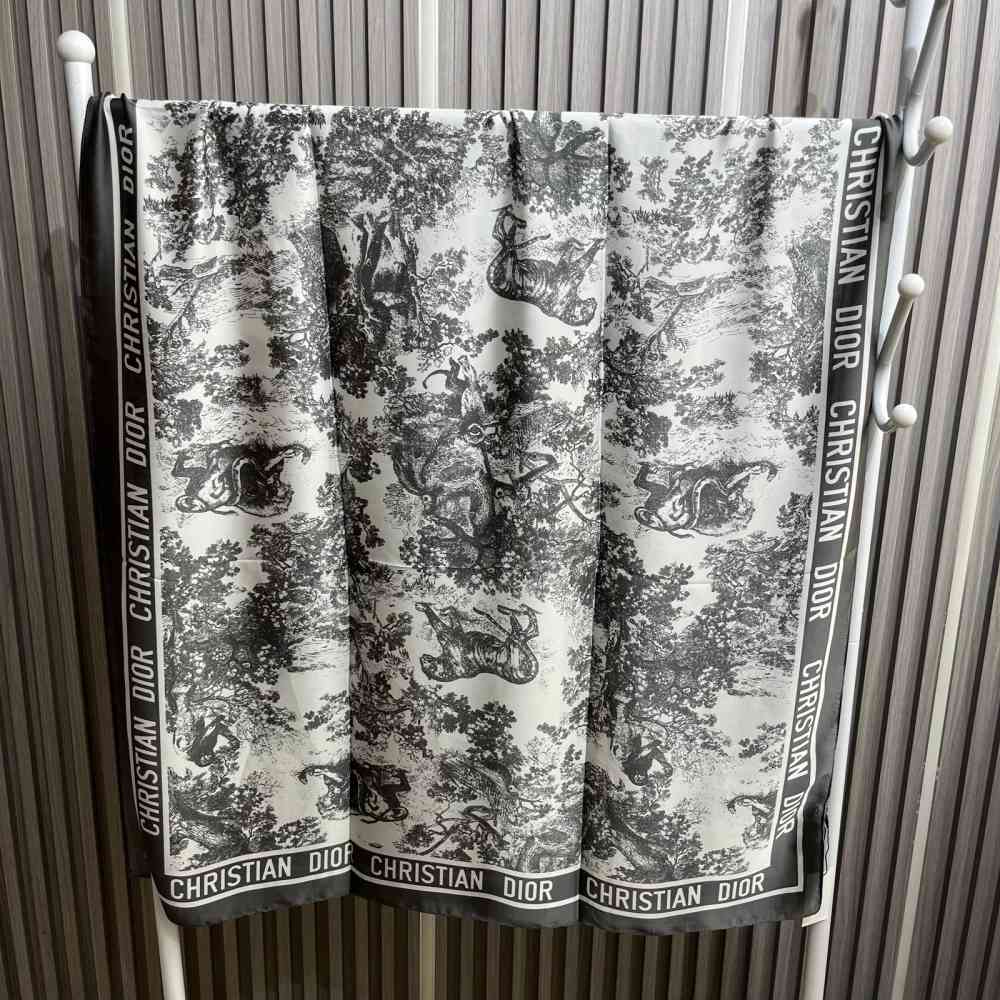 Dior Premium Quality Black & White Silk Stole-1