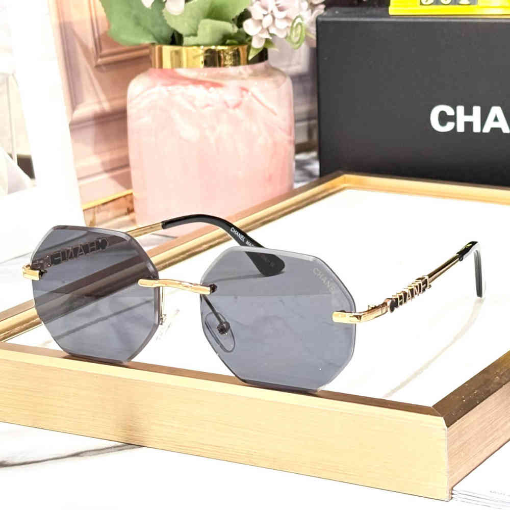 Black & Golden Chanel Brown Premium Women's Sunglasses