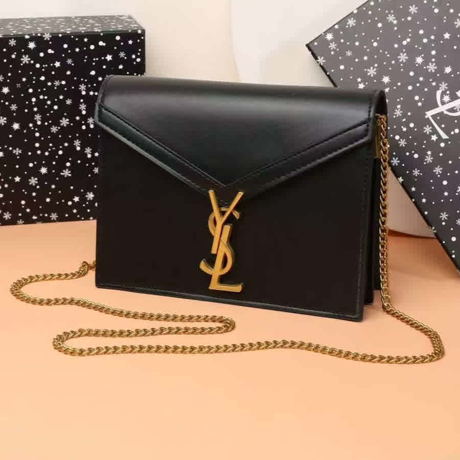 Black Saint Laurent Solferino Beige Leather Bag