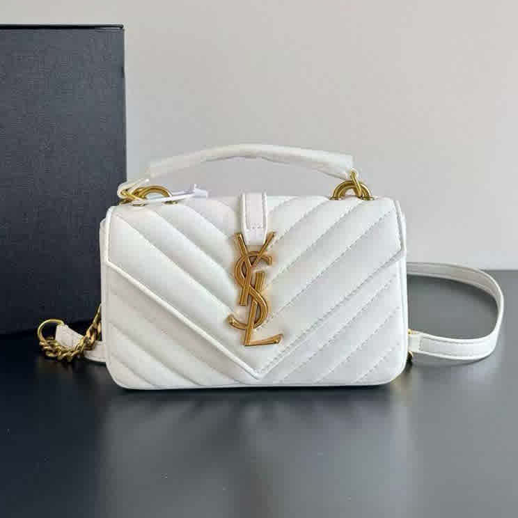 White Saint Laurent Solferino Black Leather Sling Bag