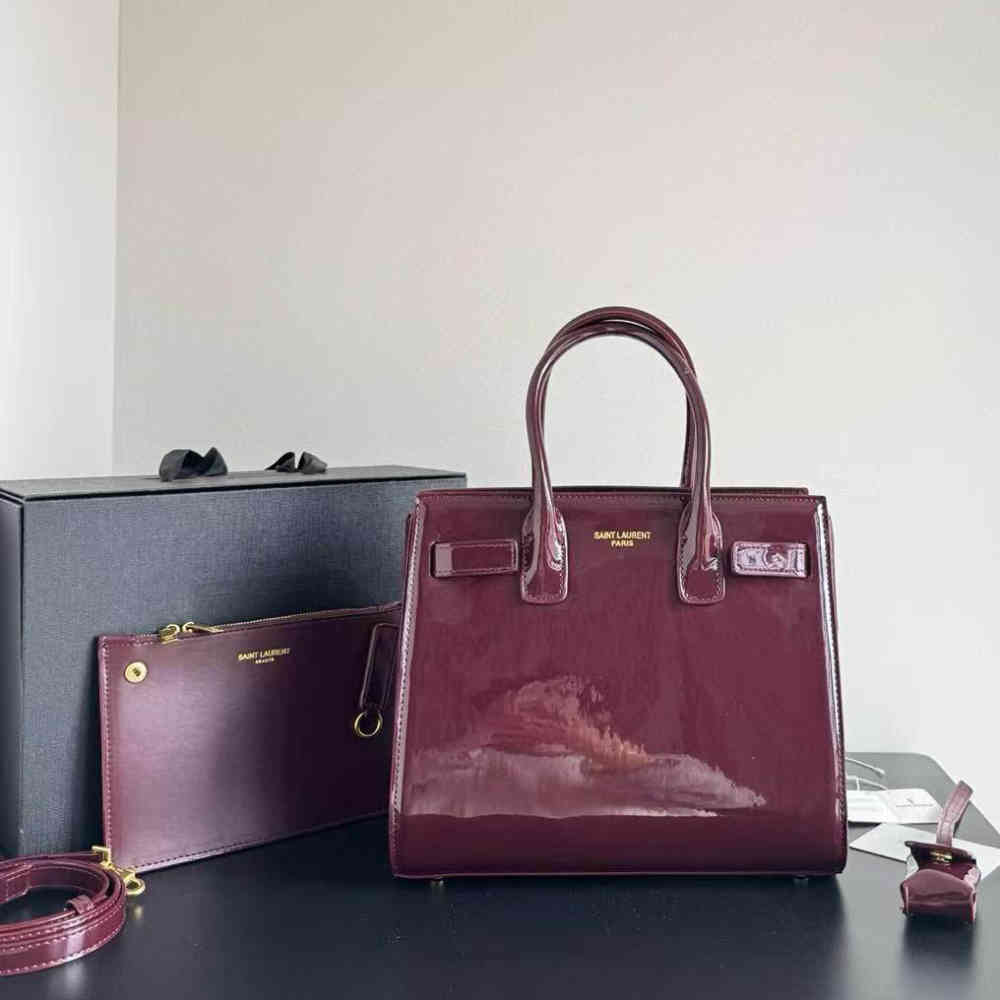 Wine Saint Laurent Sac De Jour Black Hand Bag