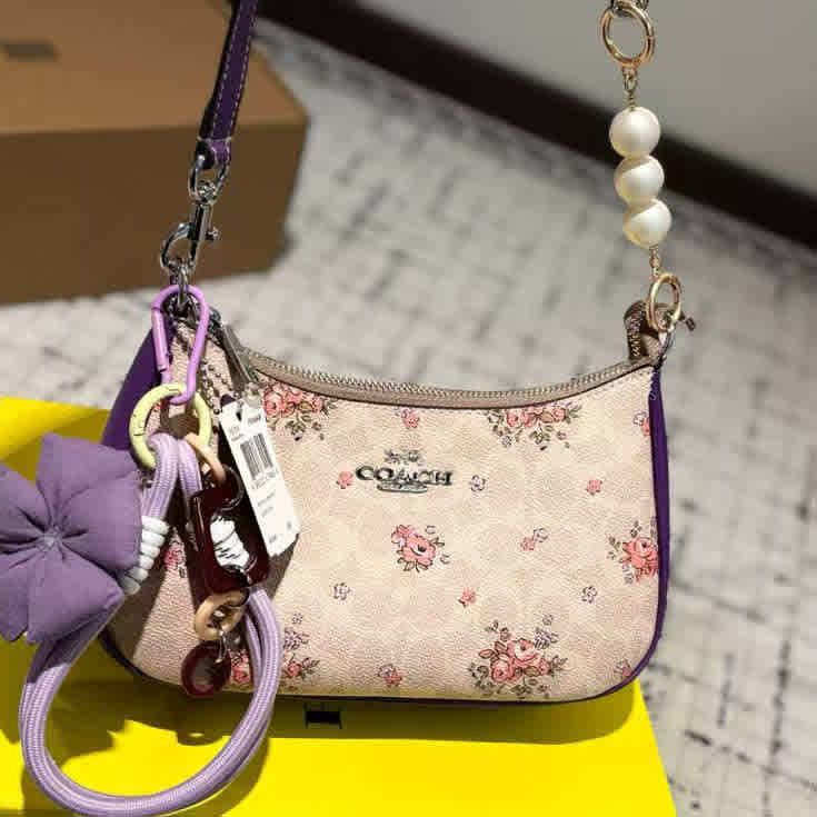 Coach Teri Floral Contrast Shades Purple Sling Bag-thumb-0