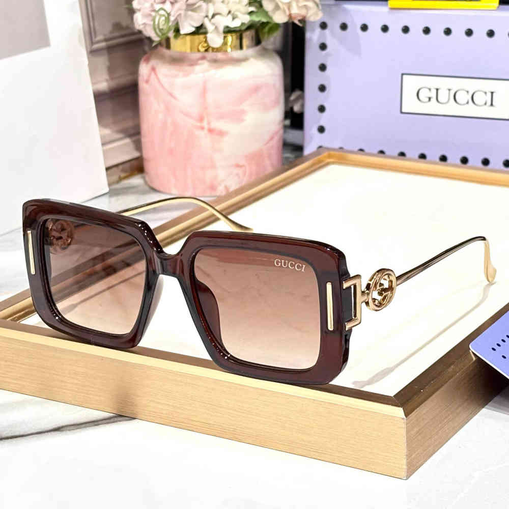 Brown Gucci White Premium Women's Sunglasses