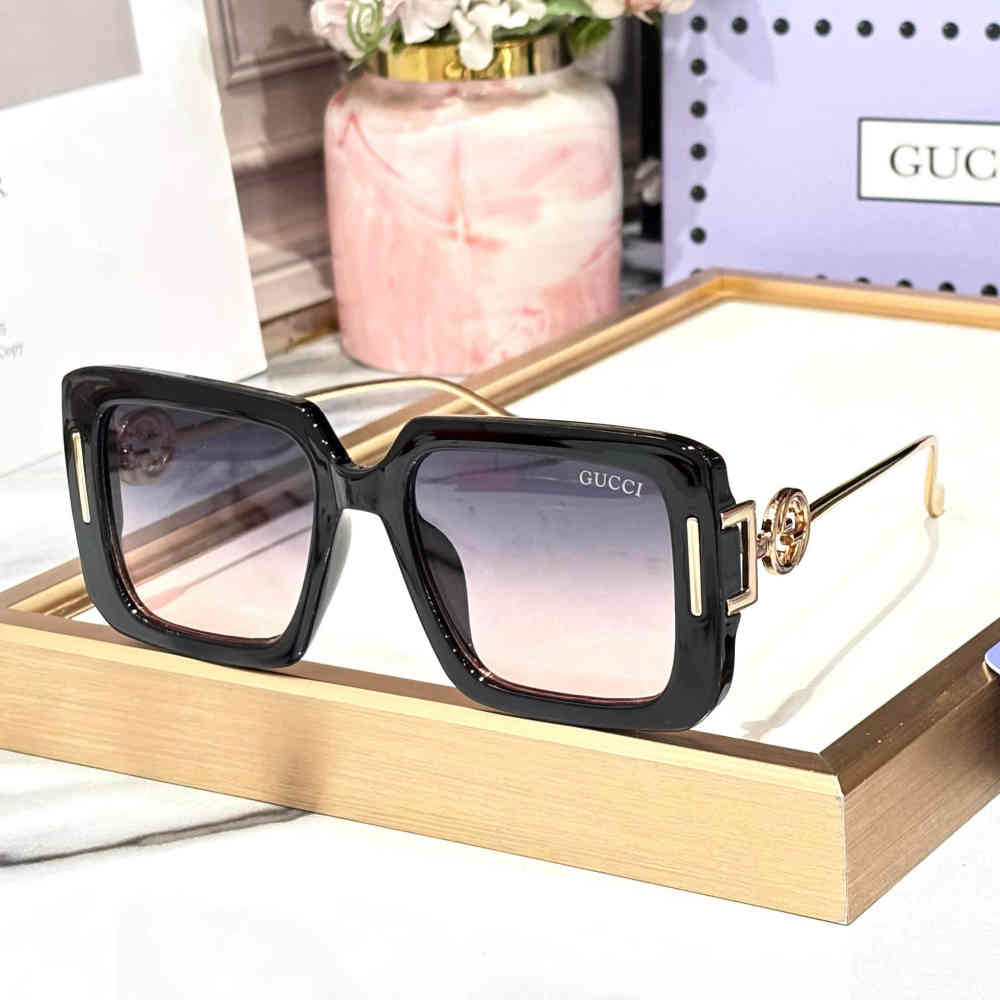 Black & Blue Gucci White Premium Women's Sunglasses