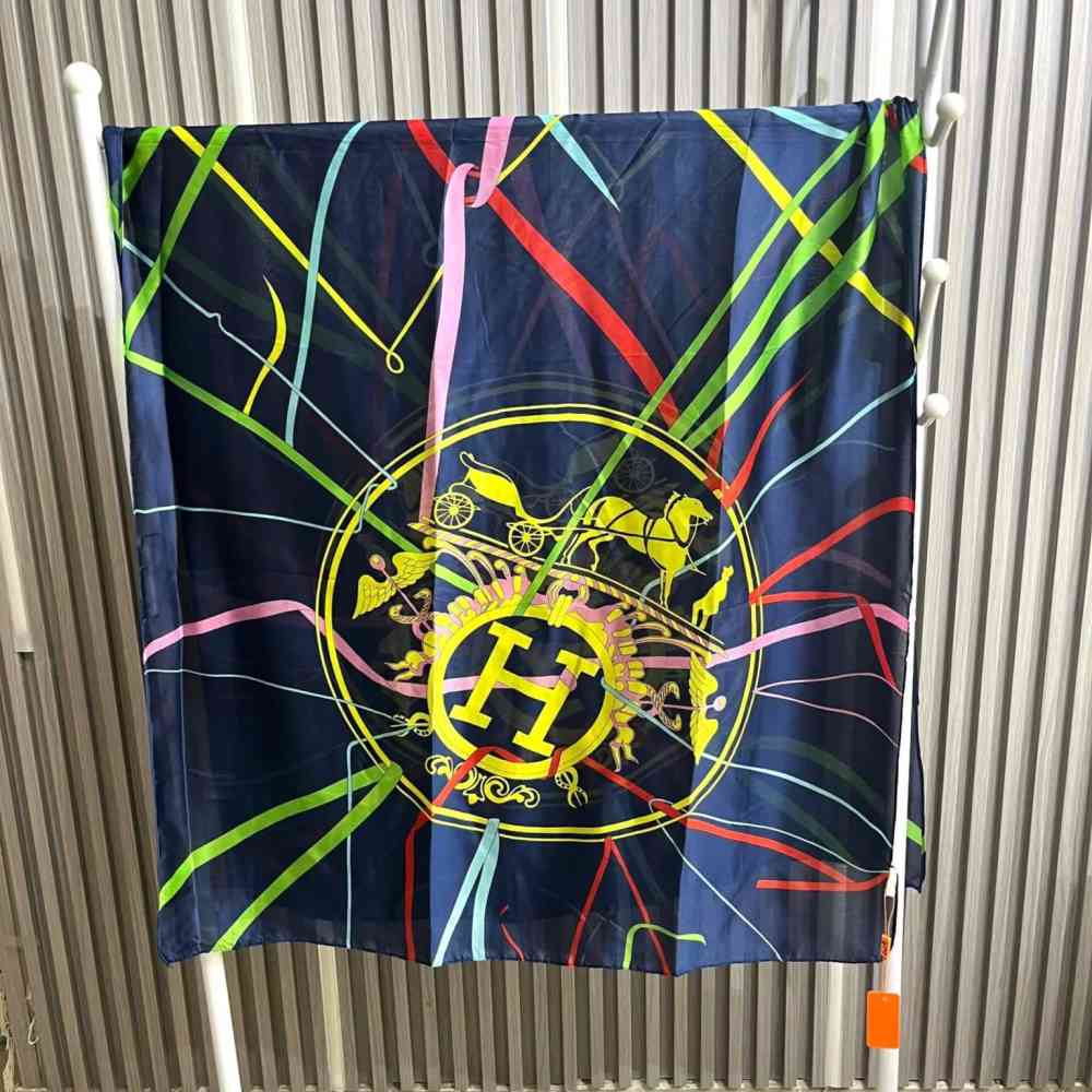 Hermes Premium Quality Blue Silk Stole-1