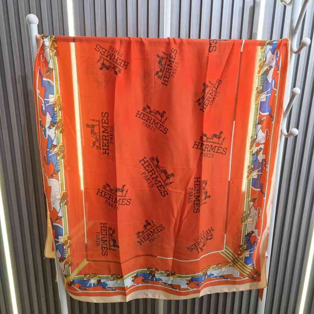 Hermes Premium Quality Orange Silk Stole-1