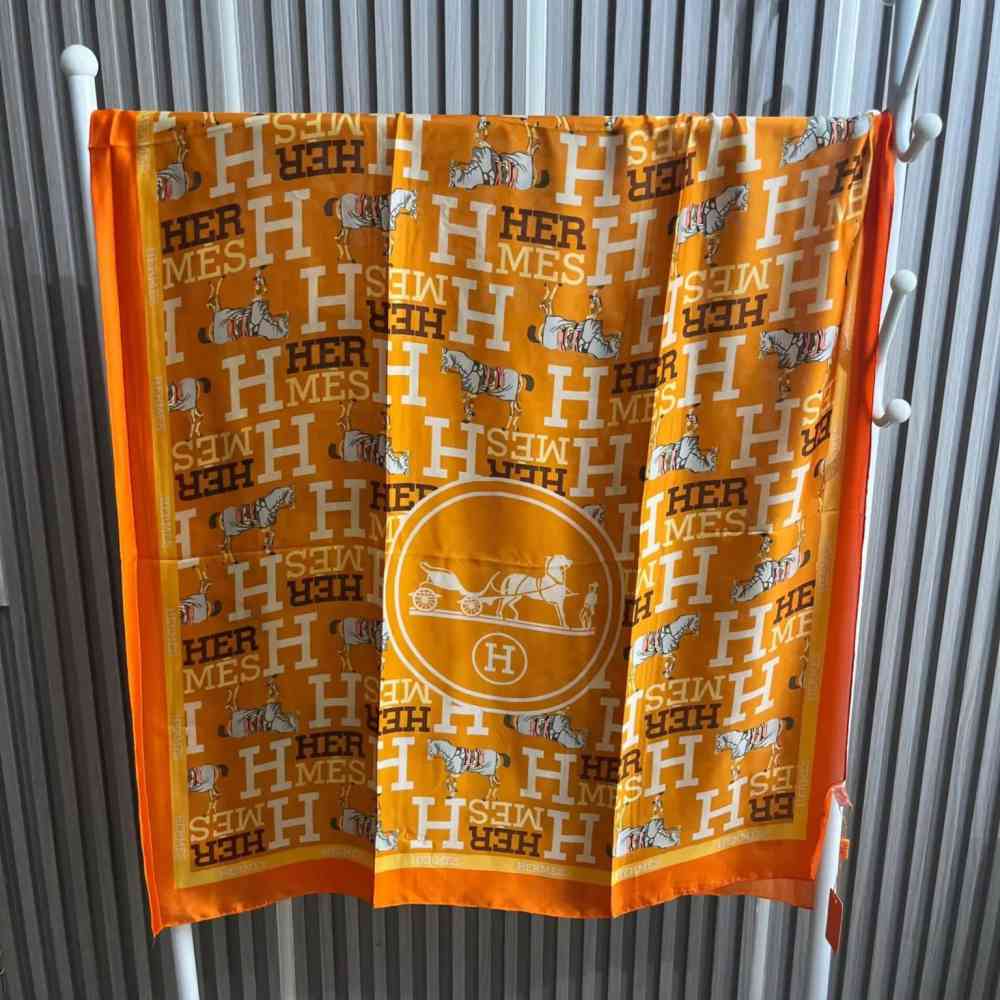 Orange Hermes Premium Quality Blue Silk Stole