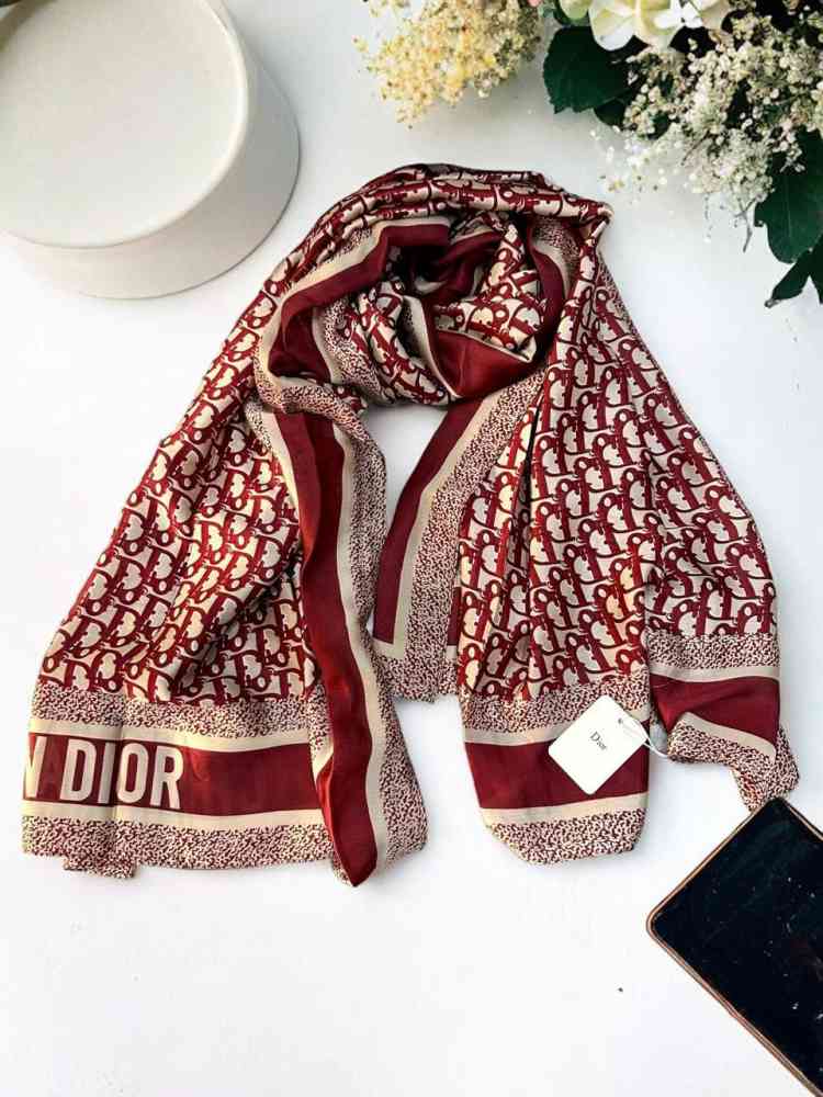 Wine Dior Premium Quality Black Silk Stole