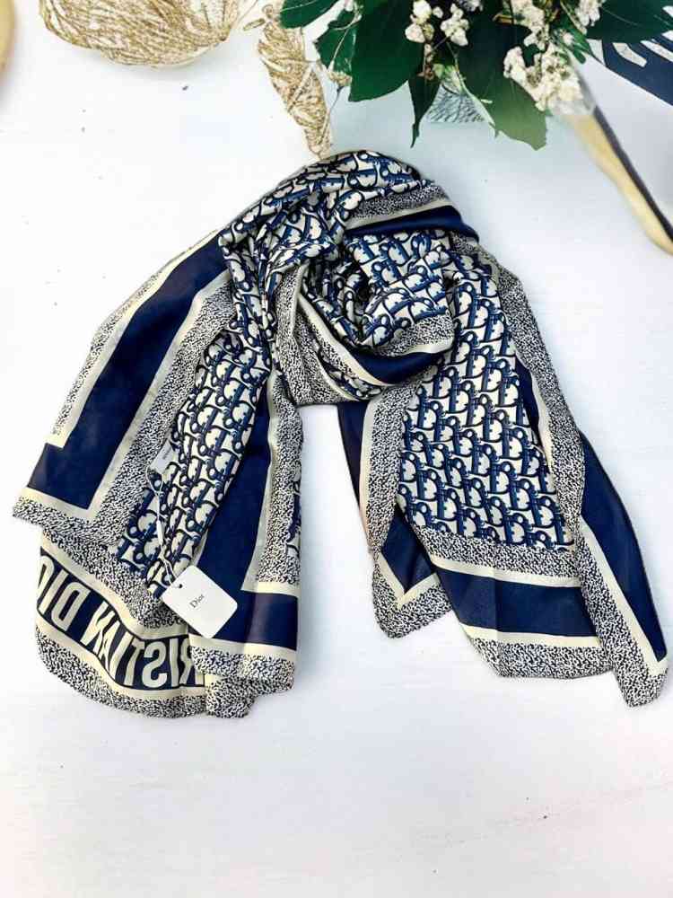 Blue Dior Premium Quality Black Silk Stole