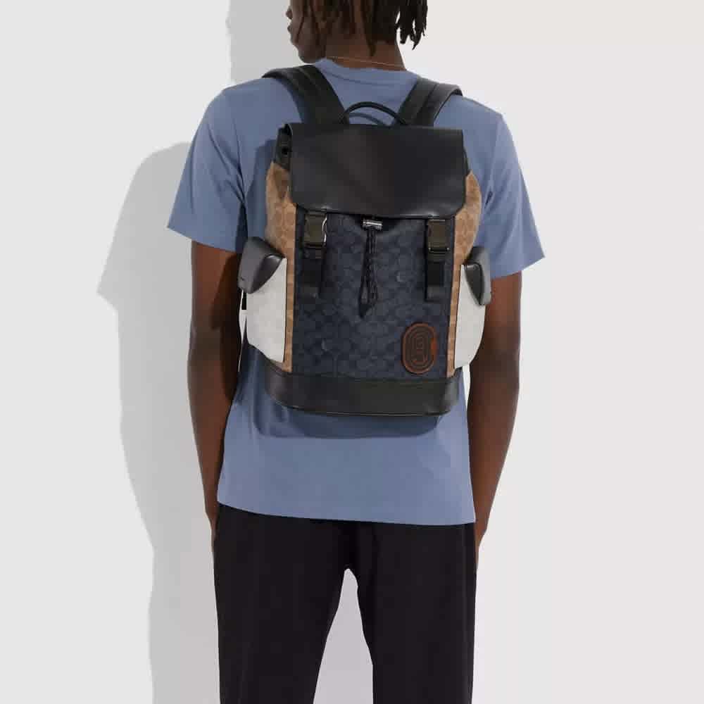 Coach Rivington Backpack In Colorblock Signature Canvas-thumb-4