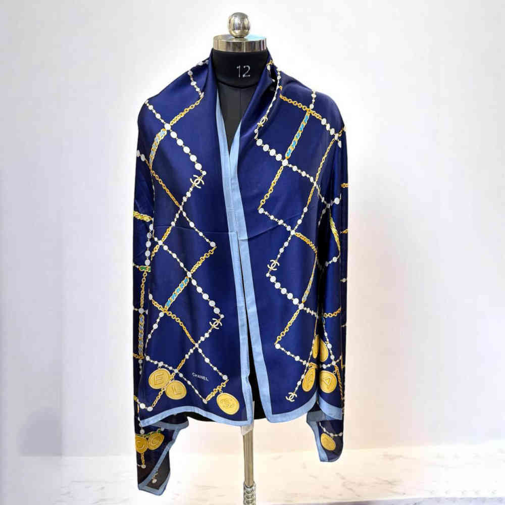 Chanel Premium Quality Blue Silk Stole-2