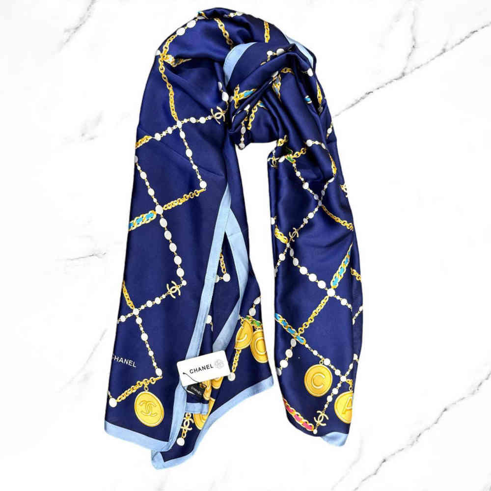 Blue Chanel Premium Quality Black Silk Stole