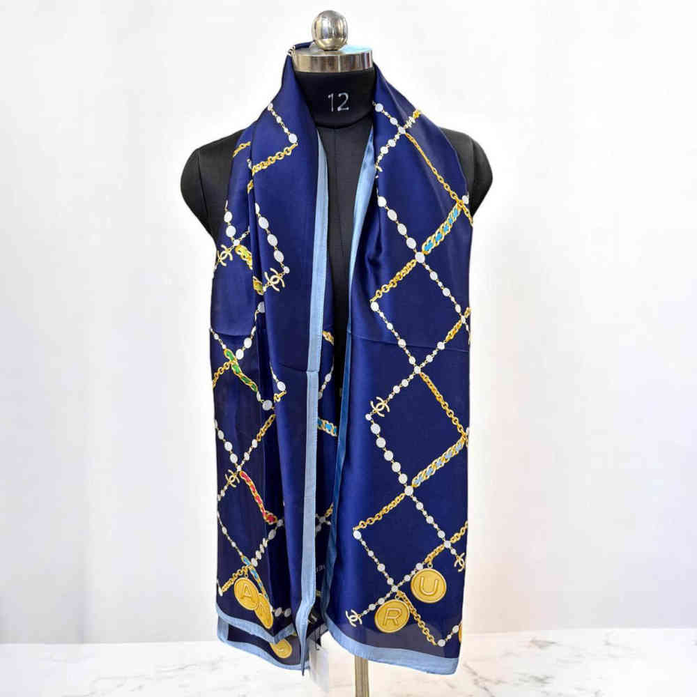 Chanel Premium Quality Blue Silk Stole-1
