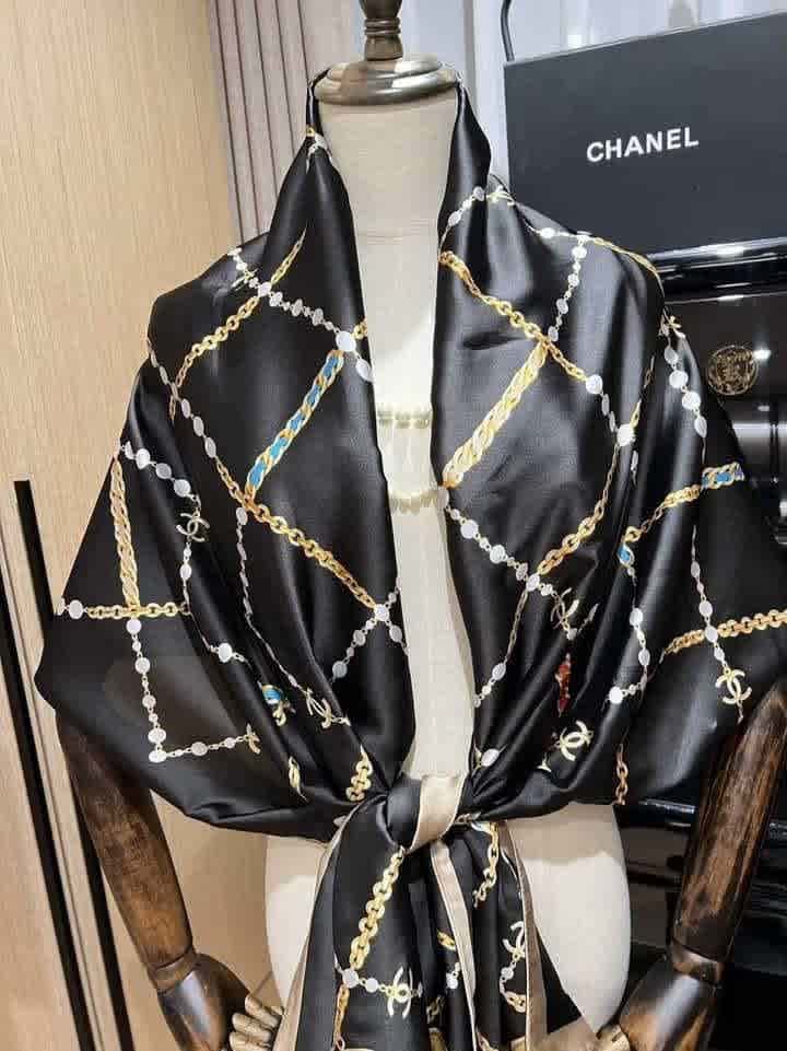 Chanel Premium Quality Black Silk Stole-3
