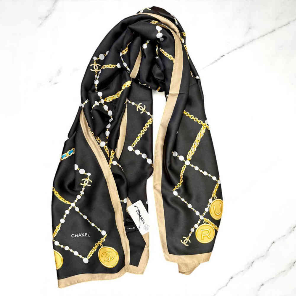 Chanel Premium Quality Black Silk Stole-1