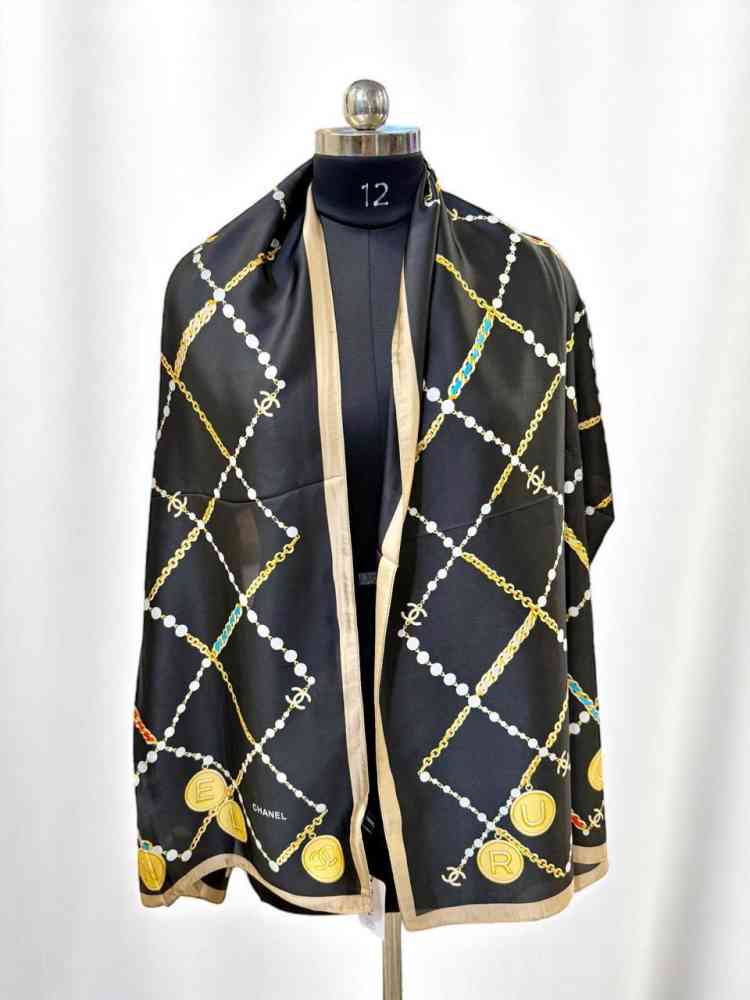 Chanel Premium Quality Black Silk Stole-2