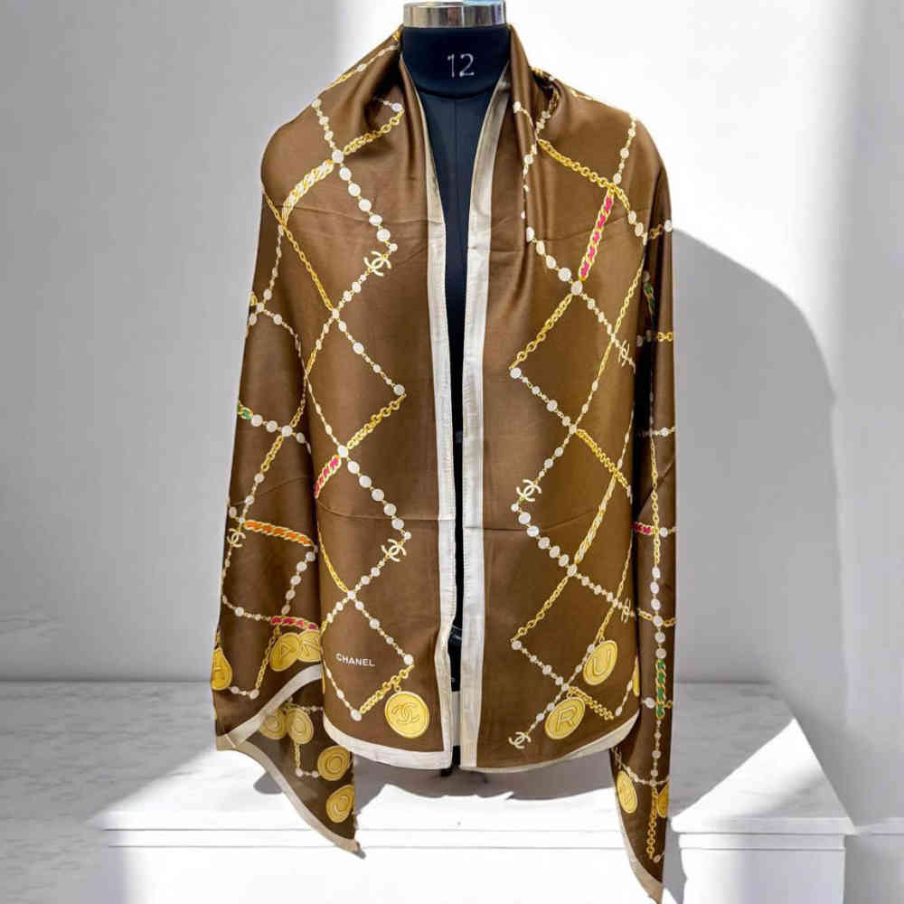 Brown Chanel Premium Quality Black Silk Stole