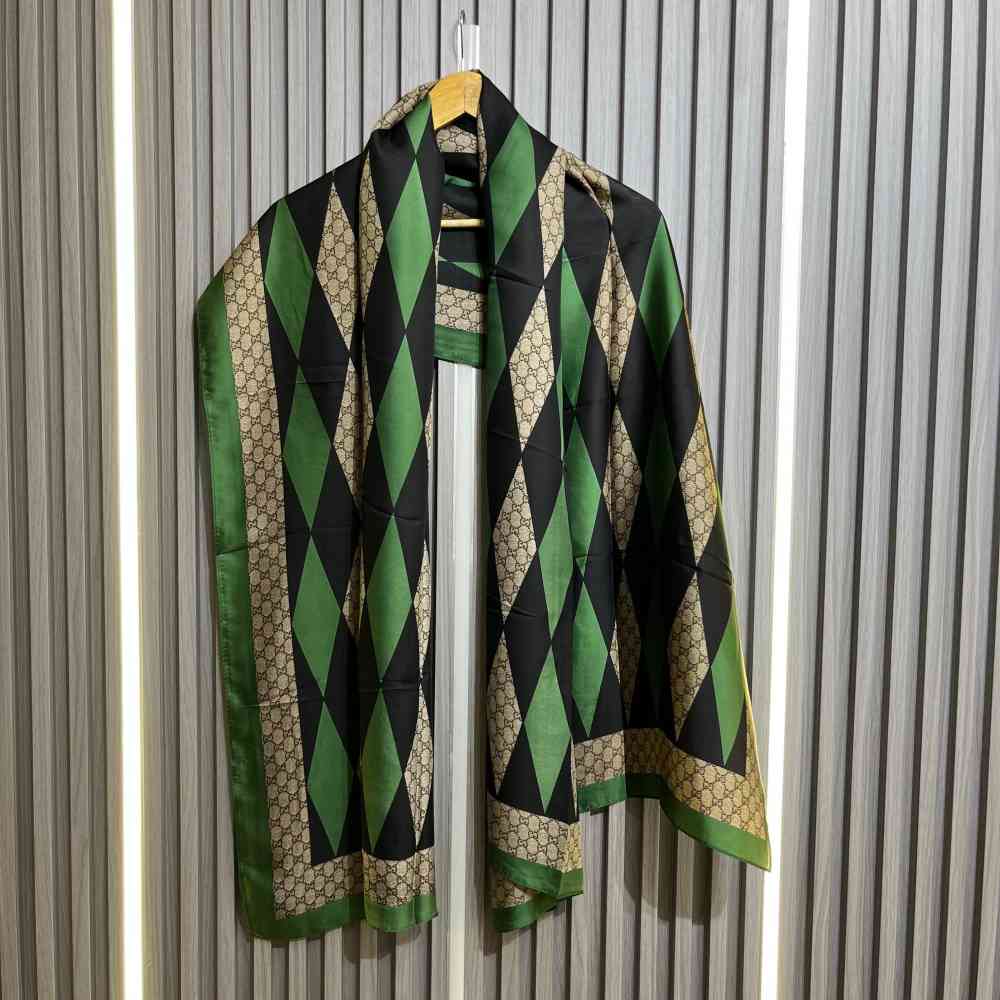 Gucci Designer Green Silk Stole-1
