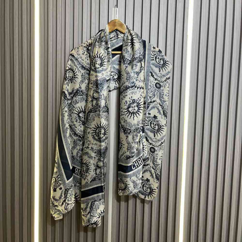 Dior Premium Quality Black & White Silk Stole-1