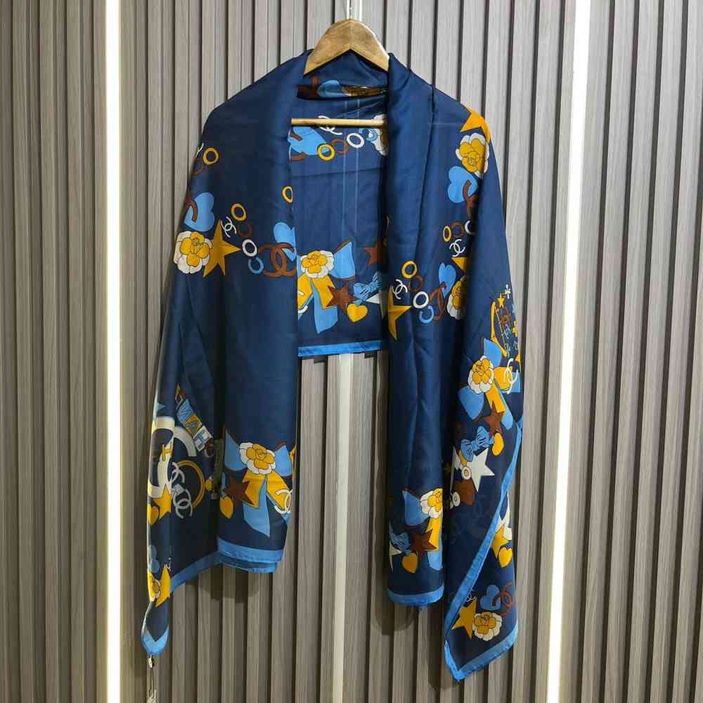 Chanel Premium Quality Blue Silk Stole-1