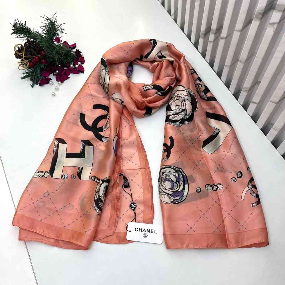 Pink Chanel Premium Quality White Silk Stole