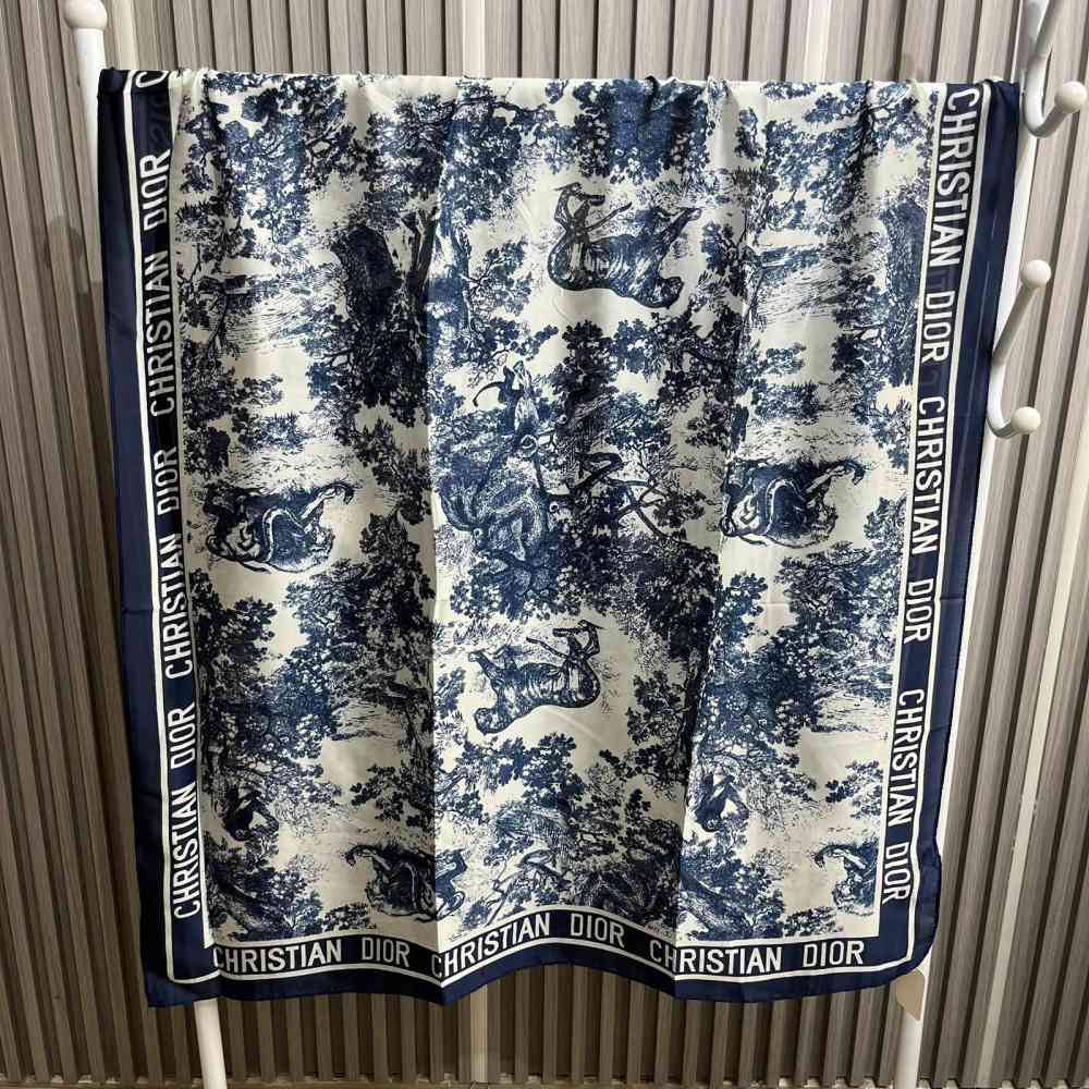 Dior Premium Quality Blue Silk Stole-thumb-1