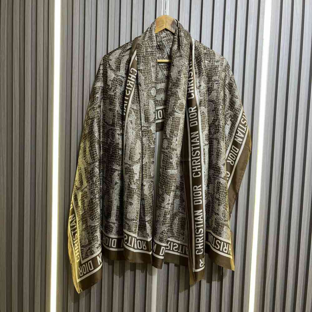 Dior Premium Quality Dark Brown Silk Stole-1