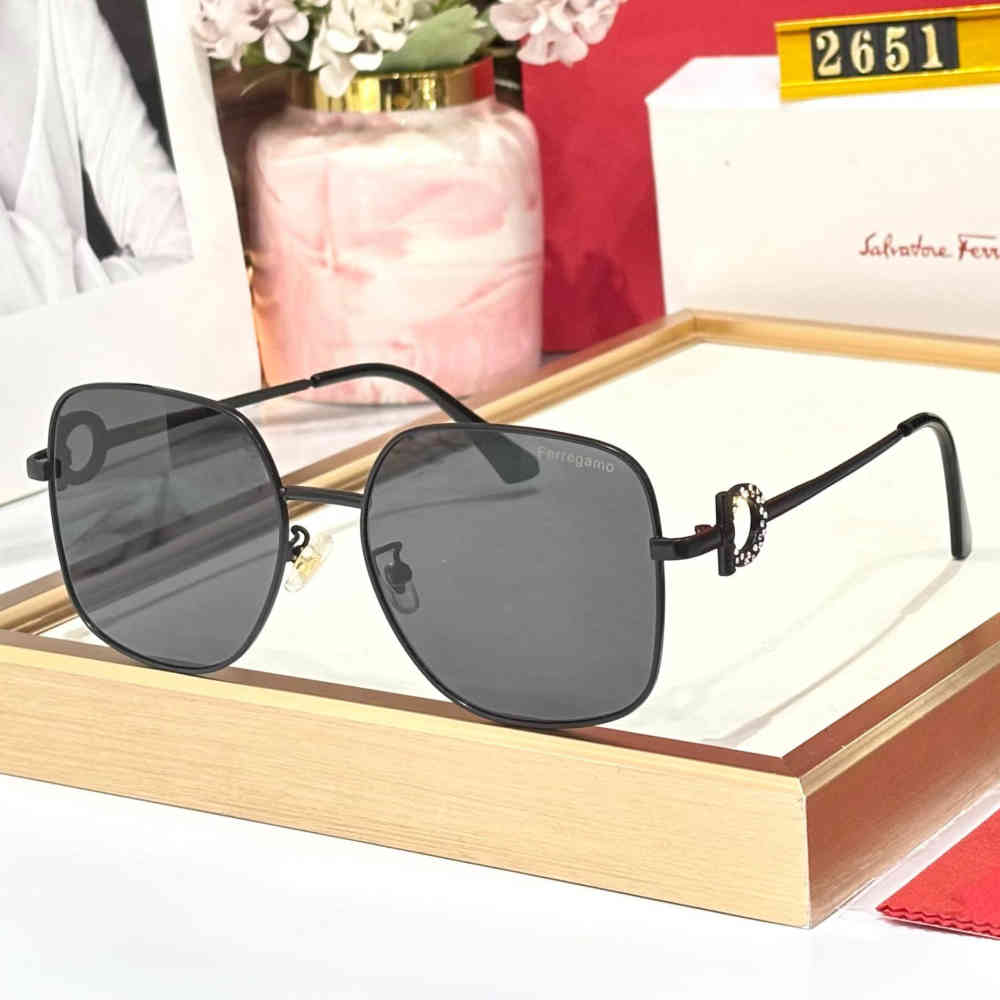 Black Ferragamo Blue Premium Women's Sunglasses