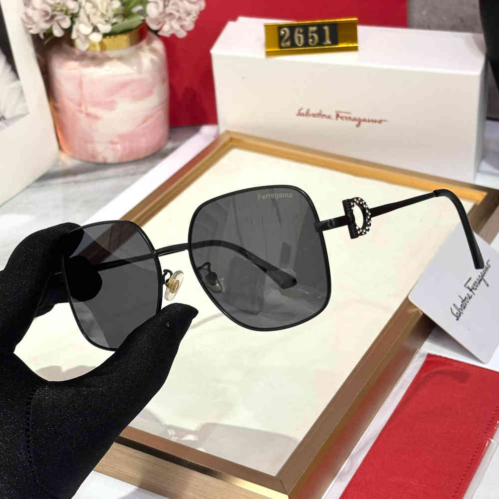 Ferragamo Black Premium Women's Sunglasses-thumb-1