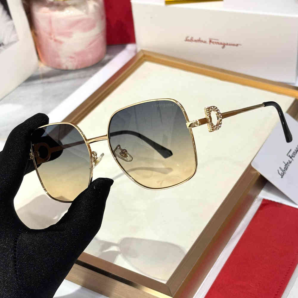 Ferragamo Blue & Brown Premium Women's Sunglasses-thumb-1